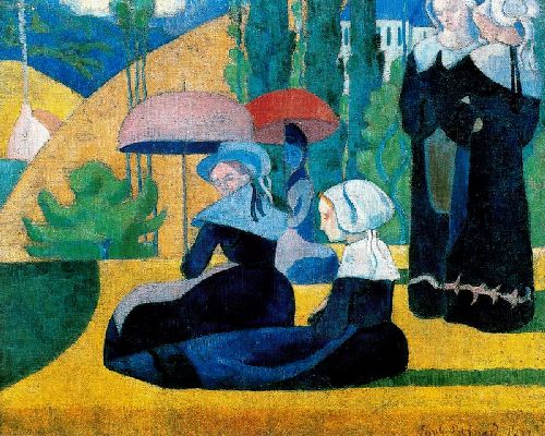 Breton women with parasols by Émile Bernard, hand-painted oil reproduction