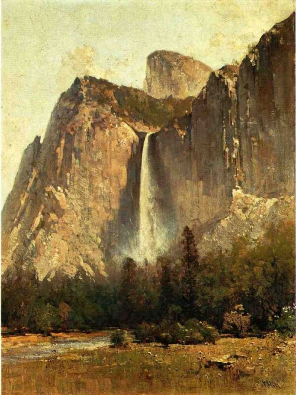 Bridal Veil Falls – Yosemite Valley by Thomas Hill, hand-painted oil painting reproduction
