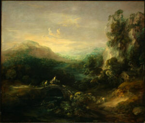 Mountain Landscape With Bridge by Gainsborough, hand-painted oil painting reproduction