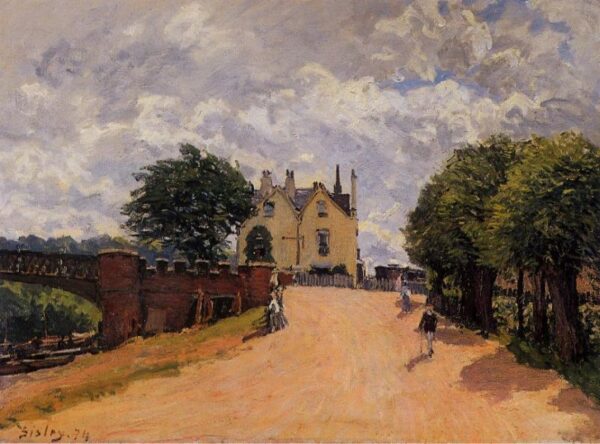 Inn at East Molesey with Hampton Court Bridge by Alfred Sisley, hand-painted oil painting reproduction