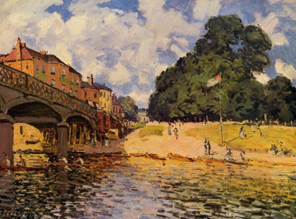 Bridge at Hampton Court by Alfred Sisley, hand-painted oil painting reproduction