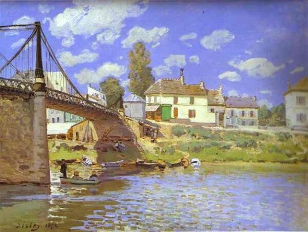 Bridge at Villeneuve-la-Garenne by Alfred Sisley, hand-painted oil painting reproduction