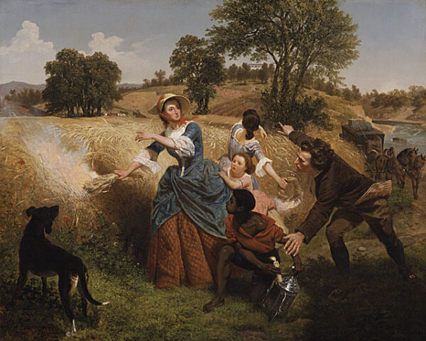 Mrs. Schuyler Burning Her Wheat Fields on the Approach of the British by Emanuel Leutze, hand-painted oil painting reproduction