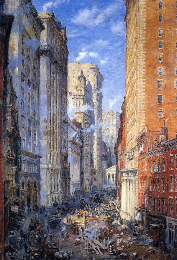 Broad Street Canyon New York by Colin Campbell Cooper, hand-painted oil painting reproduction