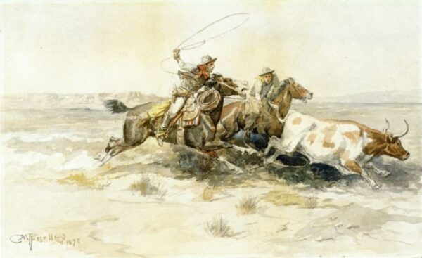 Bronk in a Cow Camp by Charles Marion Russell, hand-painted oil painting reproduction