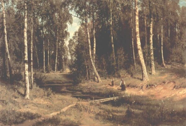 Brook in a Birch Grove by Ivan Shishkin, hand-painted oil painting reproduction