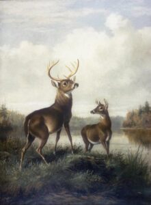 Buck and Doe by Arthur Fitzwilliam Tait, hand-painted oil painting reproduction