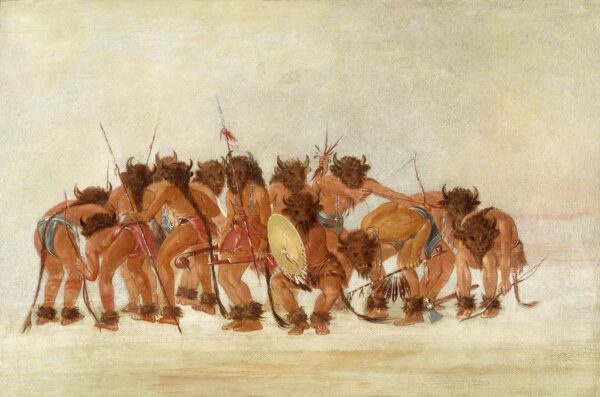 Buffalo Dance, Mandan by George Catlin, hand-painted oil painting reproduction