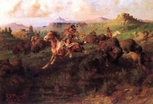 Buffalo Hunt by Charles Christian Nahl, hand-painted oil painting reproduction