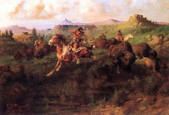 Buffalo Hunt by Charles Christian Nahl, hand-painted oil reproduction