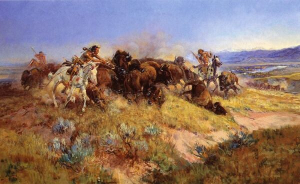 Buffalo Hunt No. 40 by Charles Marion Russell, hand-painted oil painting reproduction