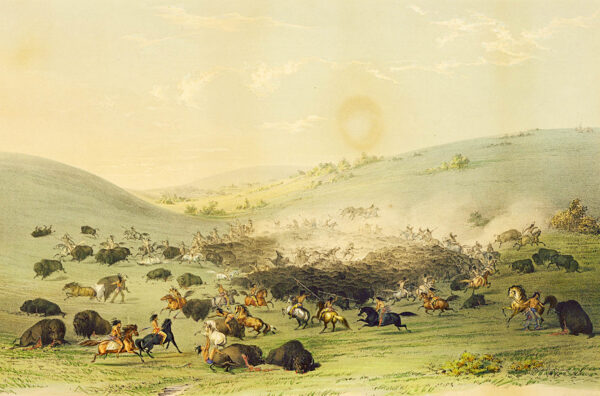 Buffalo Hunt Surround no. 9 by George Catlin, hand-painted oil painting reproduction