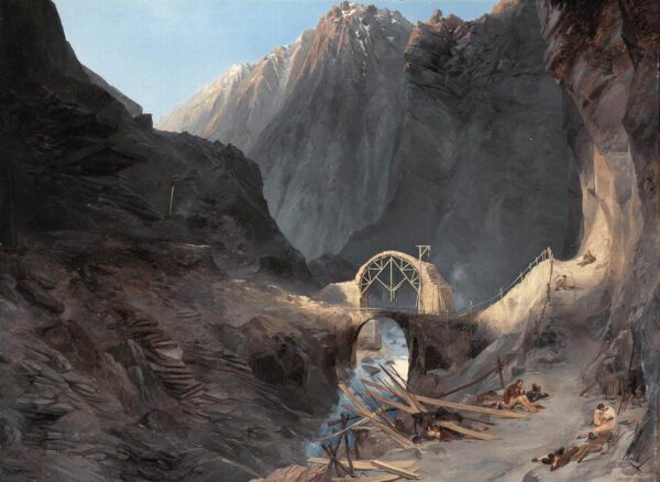 Building the Devil’s Bridge by Karl Blechen, hand-painted oil painting reproduction