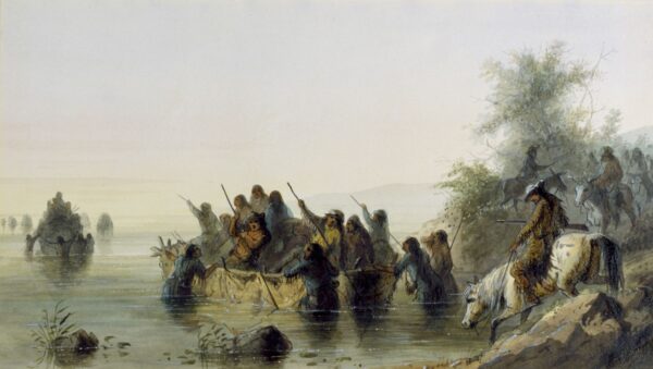 Bull Boating by Alfred Jacob Miller, hand-painted oil painting reproduction