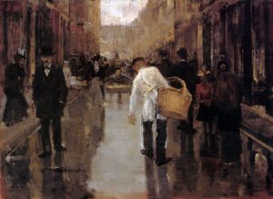 Butchers Boy In Street Den Haag by Floris Arntzenius, hand-painted oil painting reproduction