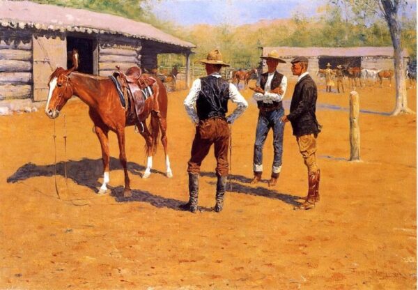 Buying Polo Ponies in the West by Frederic Remington, hand-painted oil painting reproduction