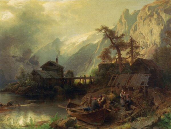 By the Banks by Hermann Ottomar Herzog, hand-painted oil reproduction