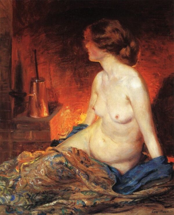 By the Fireside by Guy Rose, hand-painted oil painting reproduction