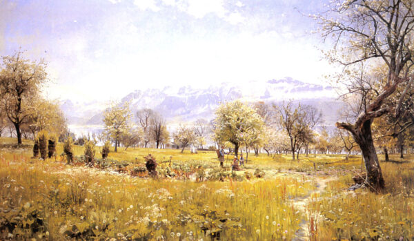 By the Lake by Peder Mørk Mønsted, hand-painted oil painting reproduction