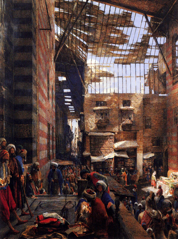A View Of The Street And Mosque Of Ghorreyah, Cairo by John Frederick Lewis, hand-painted oil painting reproduction