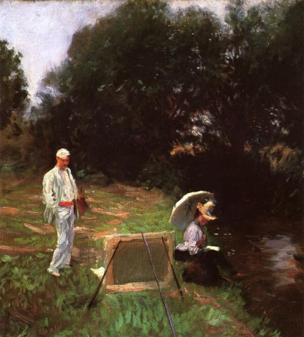 Dennis Miller Bunker Painting at Calcot by John Singer Sargent, hand-painted oil painting reproduction