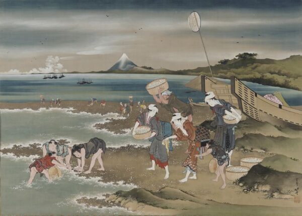 Calm Gatherers On The Shore by Katsushika Hokusai, hand-painted oil painting reproduction