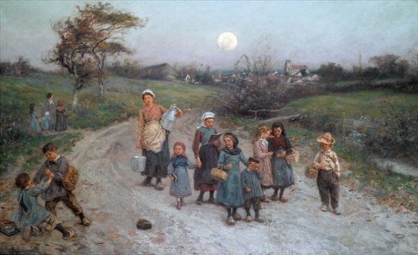 The Return from School, Calvados by William John Hennessy, hand-painted oil painting reproduction