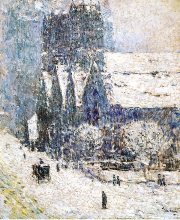 Calvary Church in the Snow by Frederick Childe Hassam, hand-painted oil painting reproduction