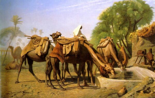 Camels at the Trough by Jean-Léon Gérôme, hand-painted oil painting reproduction