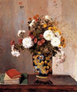 Chrysanthemums In A Chinese Vase by Camille Pissarro, hand-painted oil painting reproduction