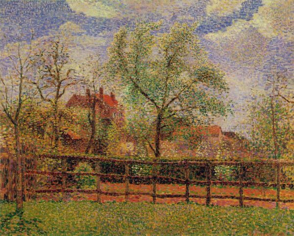 Pear Trees in Bloom at Eragny Morning by Camille Pissarro, hand-painted oil painting reproduction