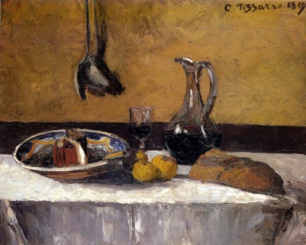 Still Life With Wine by Camille Pissarro, hand-painted oil painting reproduction