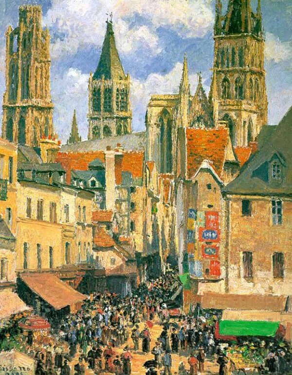 The Old Market at Rouen by Camille Pissarro, hand-painted oil painting reproduction