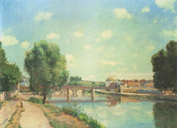 The Railway Bridge at Pontoise by Camille Pissarro, hand-painted oil painting reproduction