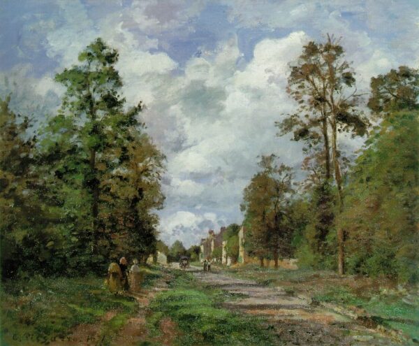 The Road to Louveciennes at the Outskirts of the Forest by Camille Pissarro, hand-painted oil painting reproduction