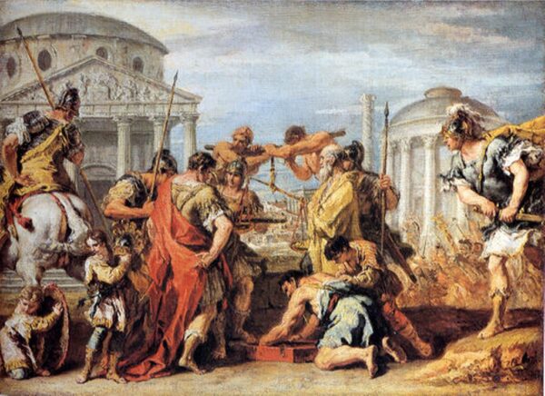 Camillus Rescuing Rome From Brennus by Sebastiano Ricci, hand-painted oil painting reproduction