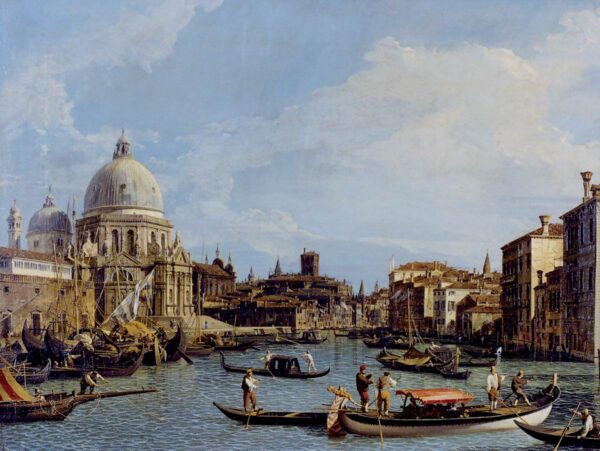Canal Grande con la Basilica Santa Maria della Salute by Canaletto, hand-painted oil painting reproduction