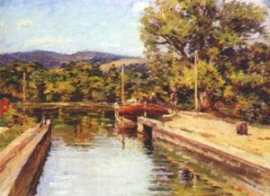 Canal Scene by Theodore Robinson, hand-painted oil painting reproduction