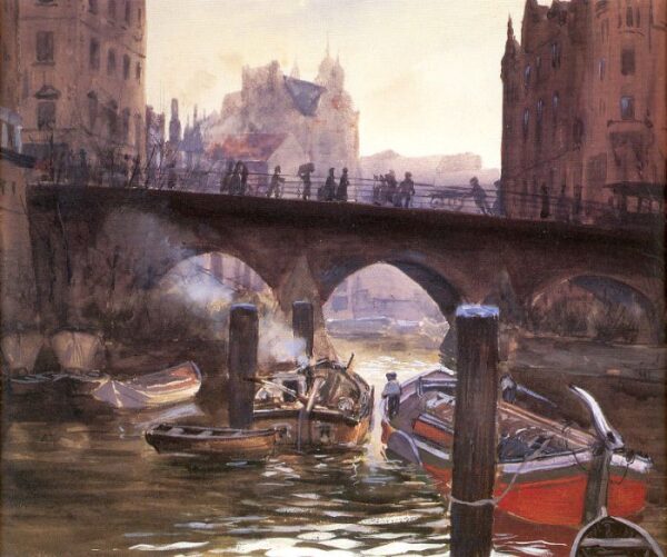Canal Scene by Bernhard Gutmann, hand-painted oil painting reproduction