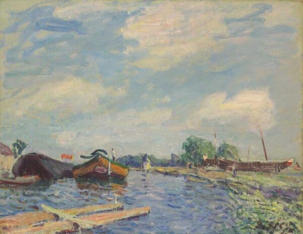 Canal at Saint-Mammes by Alfred Sisley, hand-painted oil painting reproduction