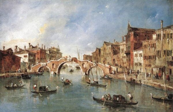 The Three-Arched Bridge at Cannaregio by Francesco Guardi, hand-painted oil painting reproduction
