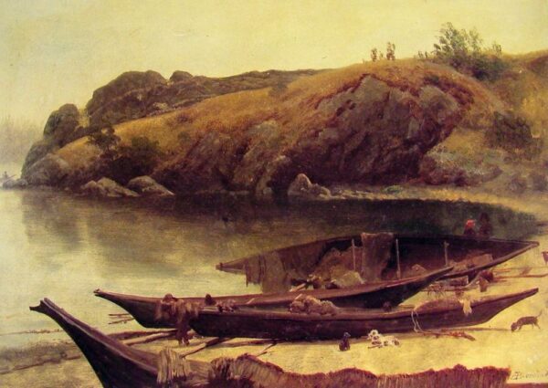 Canoes by Albert Bierstadt, hand-painted oil painting reproduction
