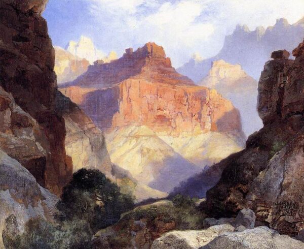Under the Red Wall Grand Canyon of Arizona by Thomas Moran, hand-painted oil reproduction