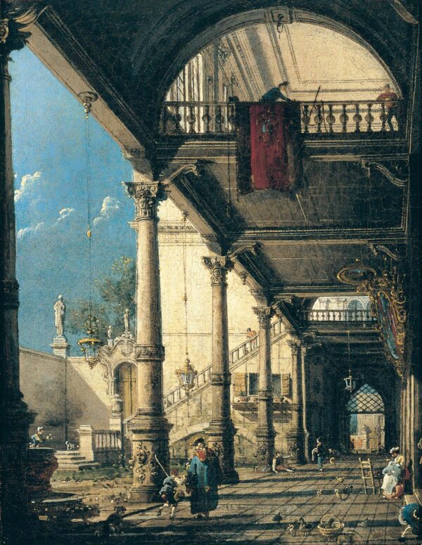 Capricho con columnata en el interior de un palacio by Canaletto, hand-painted oil painting reproduction