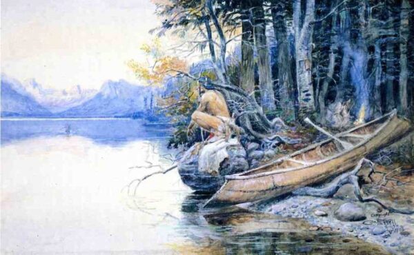 Capturing of the aul Akhtulga by Charles Marion Russell, hand-painted oil reproduction