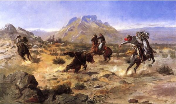 Capturing the Grizzly by Charles Marion Russell, hand-painted oil reproduction
