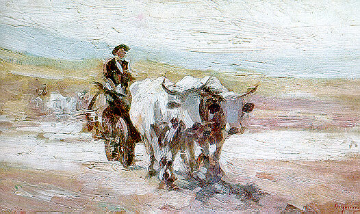 Car Cu Boi by Nicolae Grigorescu, hand-painted oil reproduction