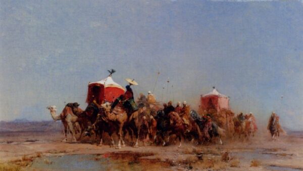Caravan In The Desert by Alberto Pasini, hand-painted oil painting reproduction
