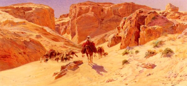 Caravan in the Desert by Eugene-Alexis Girardet, hand-painted oil painting reproduction