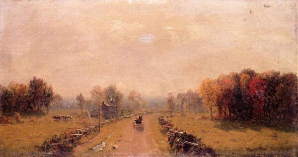 Carriage on a Country Road by Sanford Robinson Gifford, hand-painted oil painting reproduction